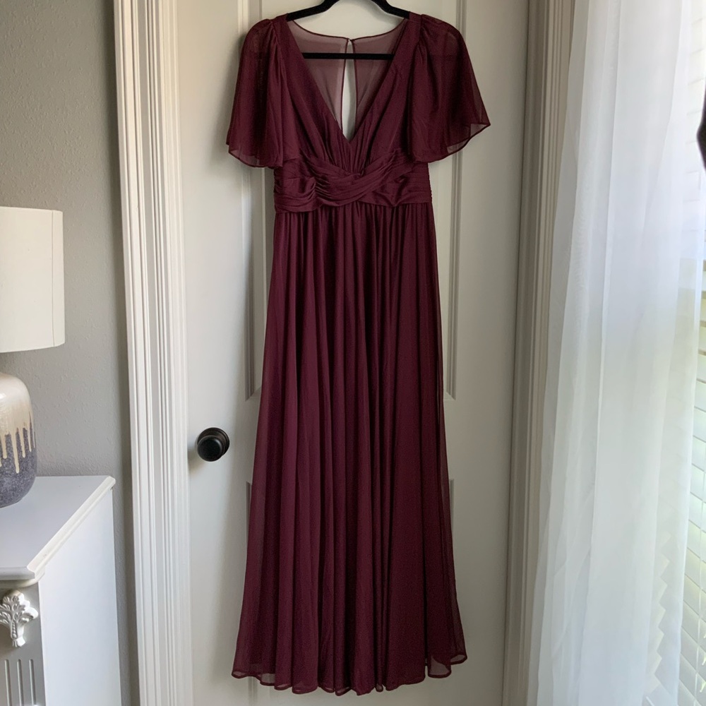 David's Bridal Wine Red Maxi Dress